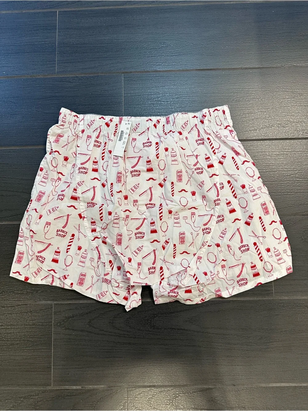 J. Crew Men’ White & Red Barber Shop Inspired 100% Cotton Boxers